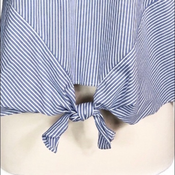 J. Jill Striped Tie Front Blouse 2/3 Sleeve Top XS - Picture 3 of 8